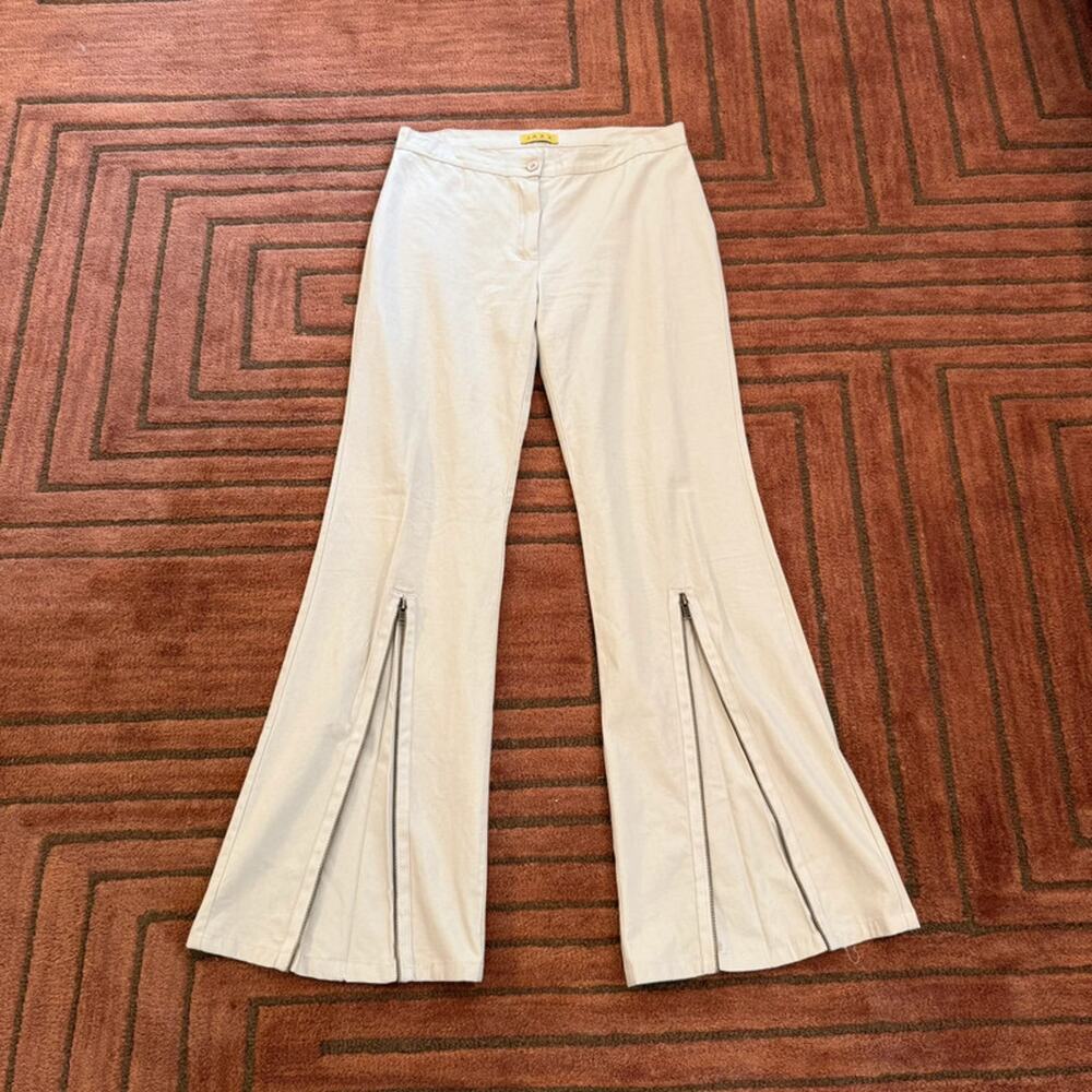 Jazz Vintage low rise flare utility zip khaki pants statement - marked as L